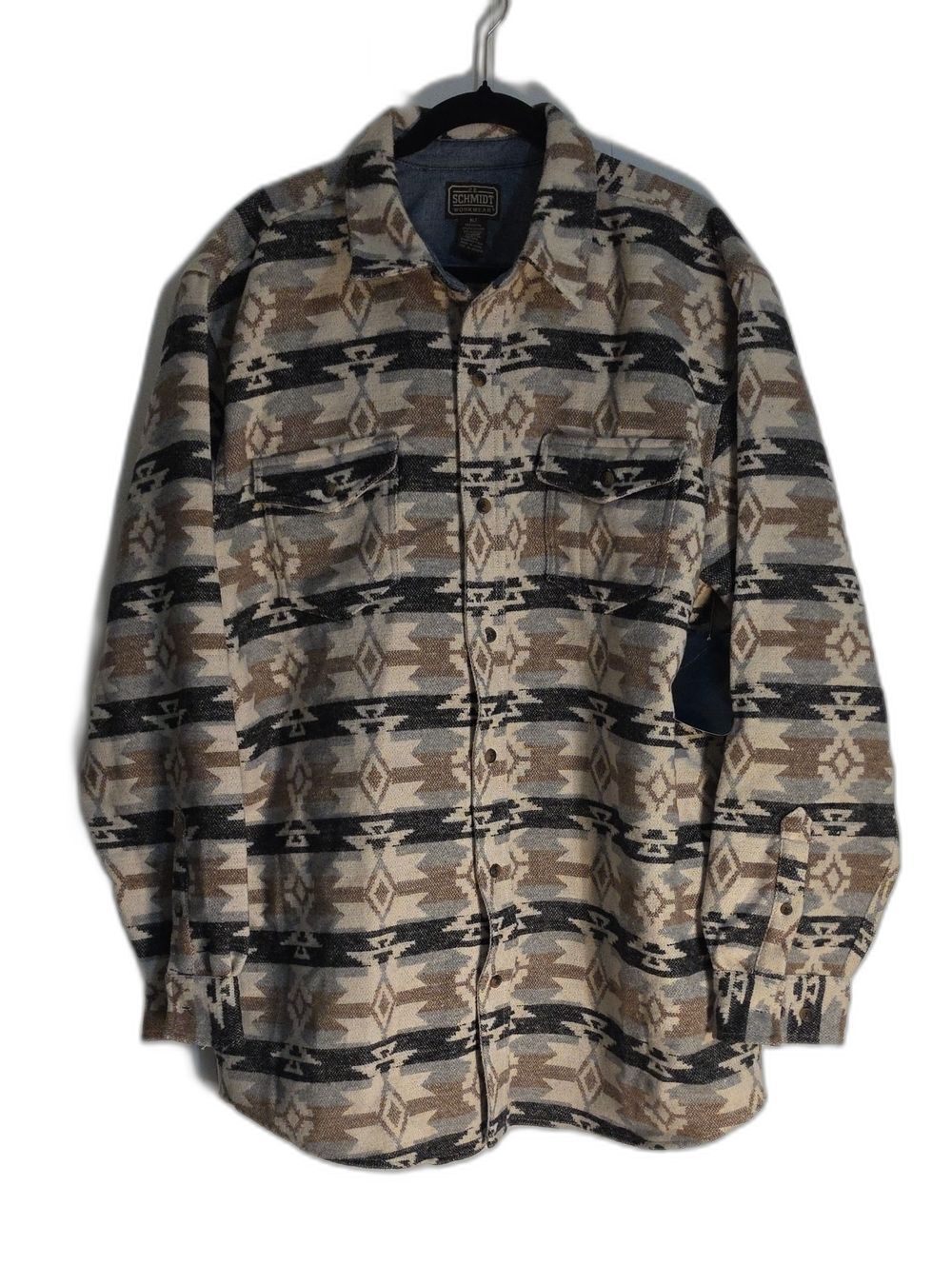 Schmidt Aztec Wool Shacket in Cream, Brown & Black